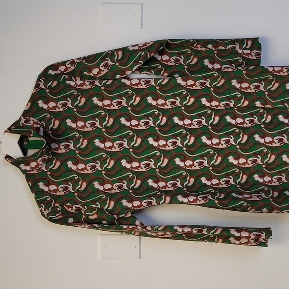 Zara Green Printed Slit Midi Night Out Dress Size Small - Picture 4 of 15